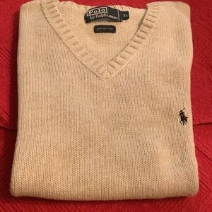 Polo by Ralph Lauren Men's Beige V-Neck Sweater Vest